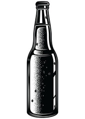 Black and white illustration of a beer bottle, done in a retro engraving style. The graphic is perfect for logos, posters, bar menus, packaging or clothing.
