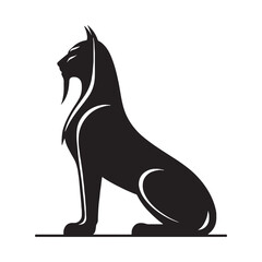 Enigmatic Shadowy Sphinx Guardian of Ancient Secrets Graphic Vector with Regal Posture and Powerful Form - sphinx silhouette - sphinx vector - silhouette of sphinx - mythical hybrid graphic design
