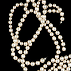 Elegant White Pearls Cascade: A Luxurious Display of Natural Beauty on a Black Background on transparent background