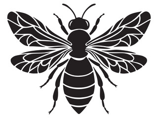 Silhouette honey bee vector black and white illustration design