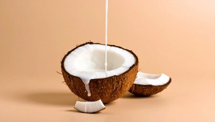 coconut on beige background