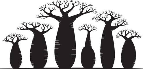 Silhouette of Baobab Trees in African Savanna