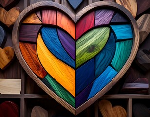 Colorful wooden heart puzzle