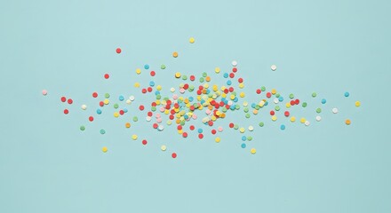 Colorful Sprinkles on Light Blue Background Photograph