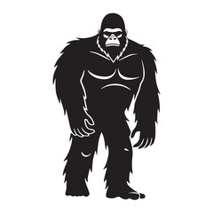 Iconic Yeti Transformed Legendary Being Concept Graphic with Mystical Aura - yeti silhouette - yeti vector - silhouette of yeti - mythical beast symbol
