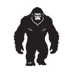 Ancient Yeti Mythical Apex Predator Form Vector with Detailed Claw and Teeth - yeti silhouette - yeti vector - silhouette of yeti - elusive cryptid icon
