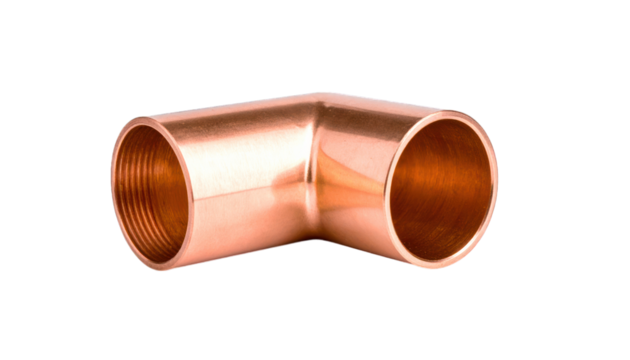 Copper pipe fitting elbow isolated on transparent background - Powered by Adobe