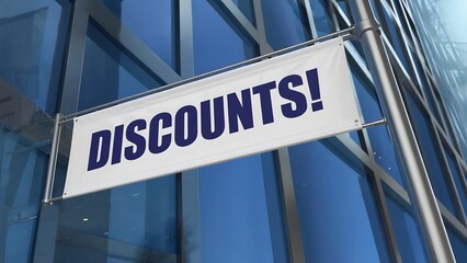 Obraz premium Discounts Sign on Modern Building