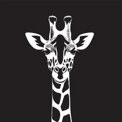 A striking silhouette of a giraffe's head and neck © dewzon