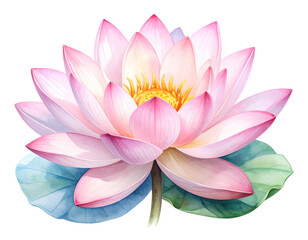 Delicate Pink Lotus Blossom Watercolor Painting PNG
