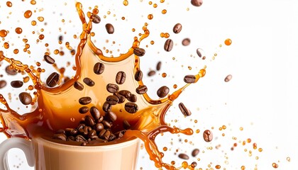 cup of coffee with splash on white