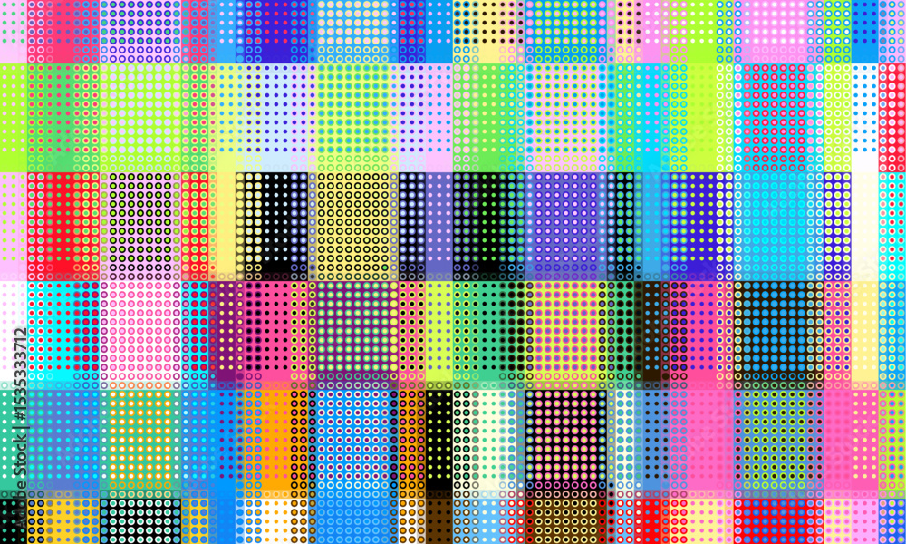 Poster Neon Pixel texture futuristic. Moire overlay effect vector background. Small dots