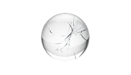 Cracked glass sphere isolated on transparent background