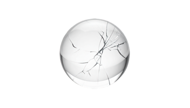 Cracked glass sphere isolated on transparent background
