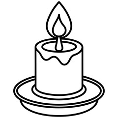 Minimalist Memorial Candle Icon – Line Art Vector