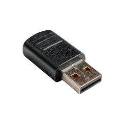 A close-up of a black USB flash drive, showcasing its sleek design and metallic connectors in high detail, perfect for tech-related projects.
