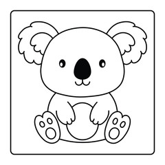 Obraz premium Cute Koala Coloring Page – Black and White Animal Illustration for Kids