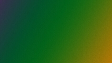 Abstract dark green orange grainy gradient background.