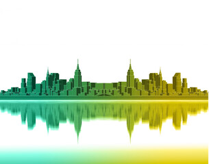 Obraz premium modern city architectural landscape sketch 3d illustration