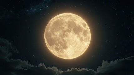 Fototapeta premium Full moon shining brightly over a night sky.