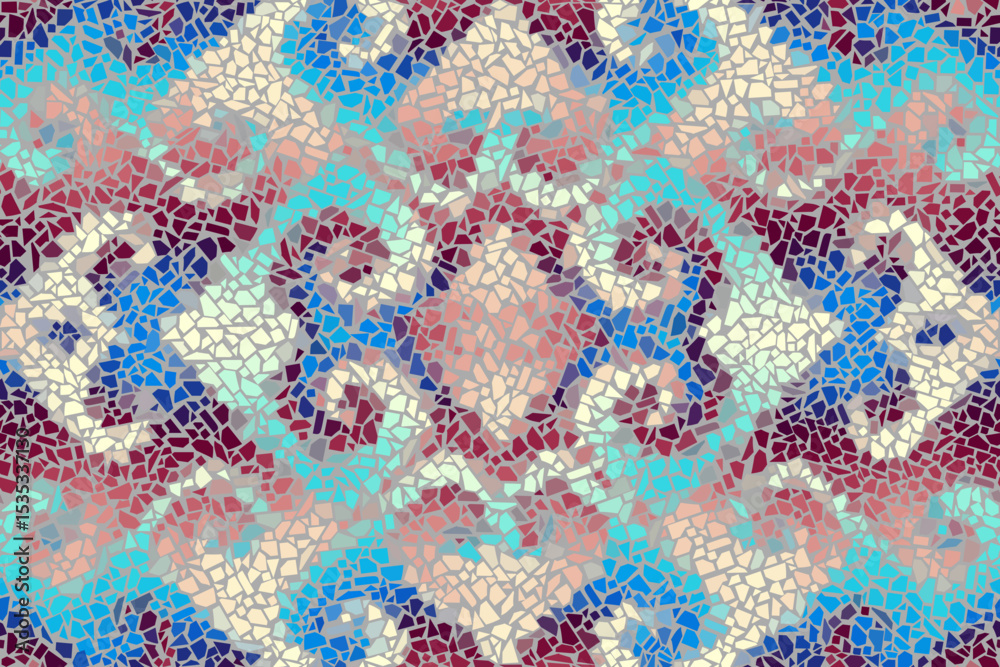 Poster Bright abstract mosaic seamless pattern. Vector background. Endless texture. Ceramic tile fragments.