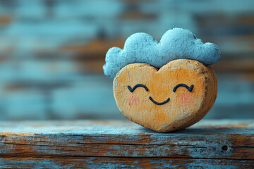 Fototapeta premium Heart-shaped rock with a smiley face.