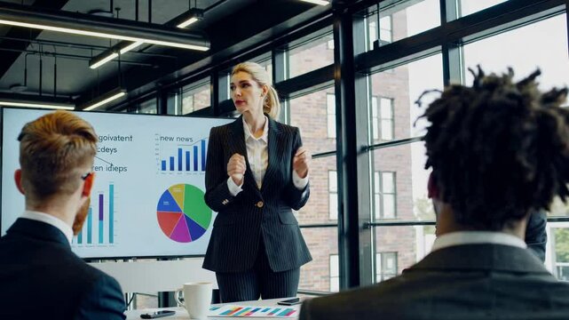 Woman coaching team in office environment