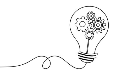 Creative Gear Bulb Line Art Illustration