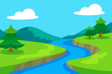 Obraz premium landscape with river and mountains