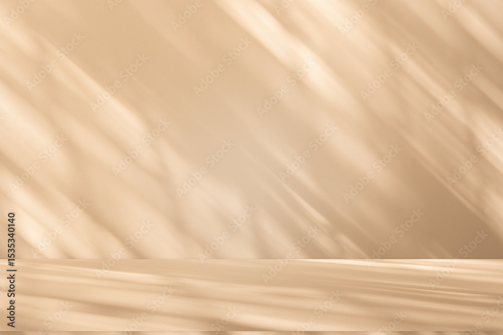 Aufkleber wall interior background, studio and backdrops show products. with leaf shadow from window color bei