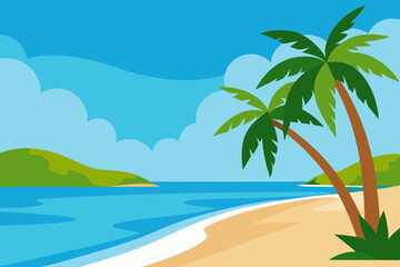 Fototapeta na wymiar Tropical island paradise with palm trees on a sunny beach