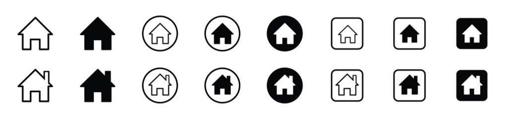 Obraz premium Web home icon for apps and websites, House icon, Home sign in circle or Main page icon set , Flat real estate sign, vector illustration . 