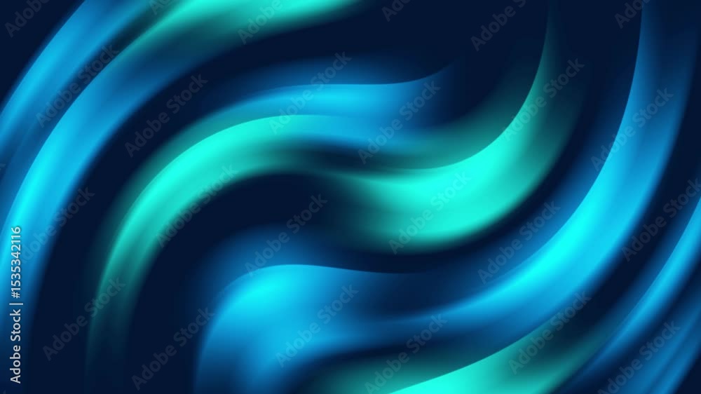 Poster abstract animated background with smooth flowing blue and green waves with soft gradients and fluid 