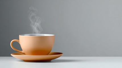 Obraz premium Cup of coffee is sitting on a saucer on a table