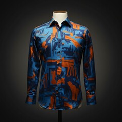 blue and orange men's shirt style fashion cool apparel clothes	