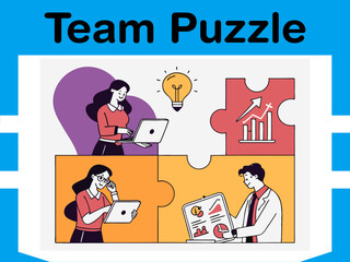 Business Team Puzzle Collaboration Animated Concept