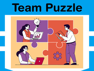 Business Team Puzzle Collaboration Animated Concept