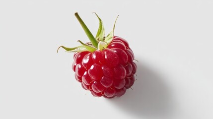 Red raspberry is shown on a white background
