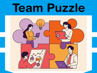 Business Team Puzzle Collaboration Animated Concept