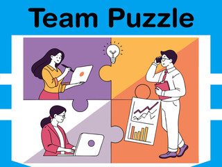 Naklejka premium Business Team Puzzle Collaboration Animated Concept