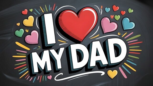 Colorful I Love My Dad Chalkboard Design for Fathers Day