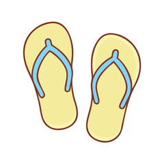 Yellow flip-flops with blue straps icon 