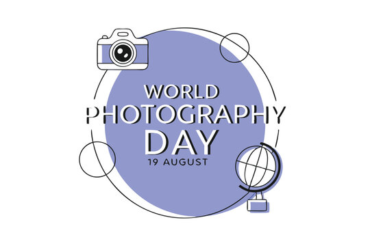 World photography day august 19th celebration design illustration