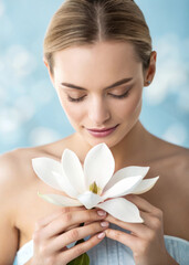 The girl with the magnolia flower