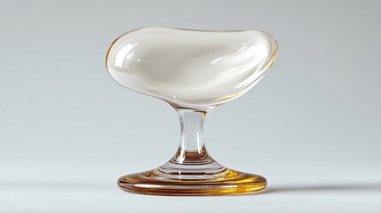 Glass chair with a white cushion sits on a white background