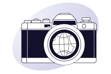 World photography day globe design featuring a camera august 19th celebration graphic