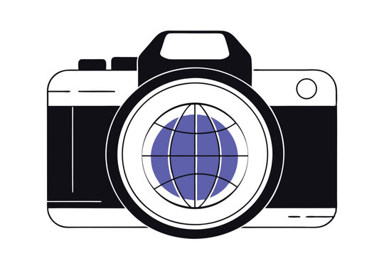 World photography day globe design featuring a camera august 19th celebration graphic