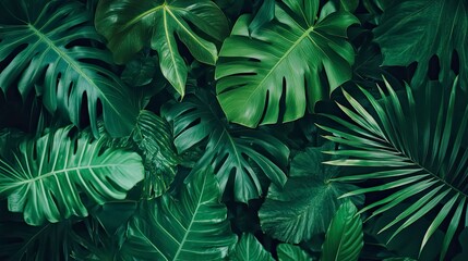 Fototapeta premium Lush green tropical leaves (2)