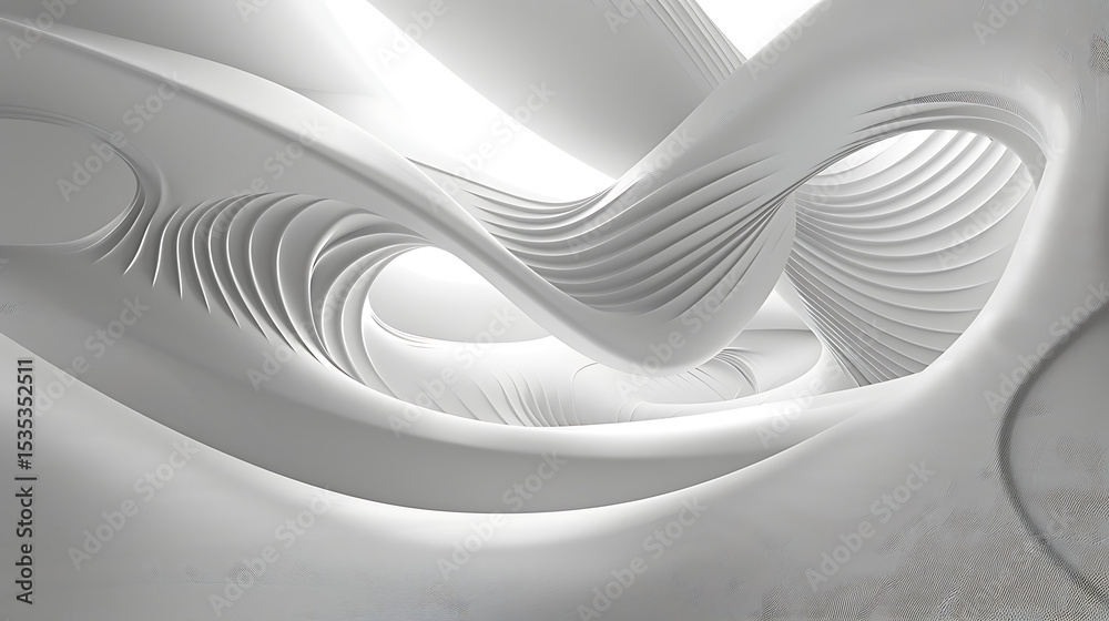 Leinwandbilder Abstract white architectural structure with smooth curves and modern design elements creating a futuristic and minimalist aesthetic