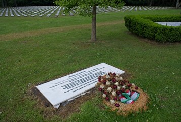Hamburg, Germany - May 25, 2025: This war cemetery in Hamburg contains the graves of 5857 italians ...